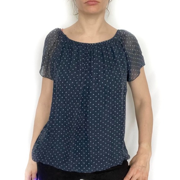 Polka Dot pin up style Bubble Hem Silk Blouse NEW with tags Women Size S - Picture 10 of 11